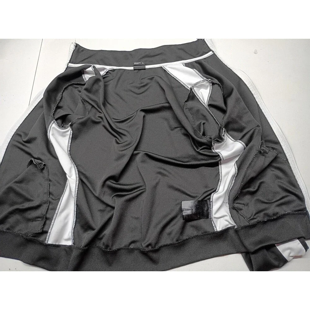 Y2K Southpole Activewear Jacket Men's Sz L Black/White Stripped Zip Front Sports